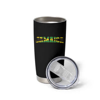 Jamaican Pride Tumbler Cup Retro Jamaica Flag Distressed Varsity Lettering Style - Wonder Print Shop