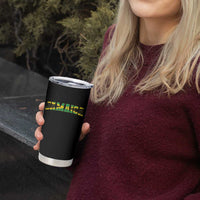 Jamaican Pride Tumbler Cup Retro Jamaica Flag Distressed Varsity Lettering Style - Wonder Print Shop