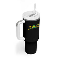 Jamaican Pride Tumbler With Handle Retro Jamaica Flag Distressed Varsity Lettering Style - Wonder Print Shop