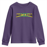 Jamaican Pride Youth Sweatshirt Retro Jamaica Flag Distressed Varsity Lettering Style - Wonder Print Shop