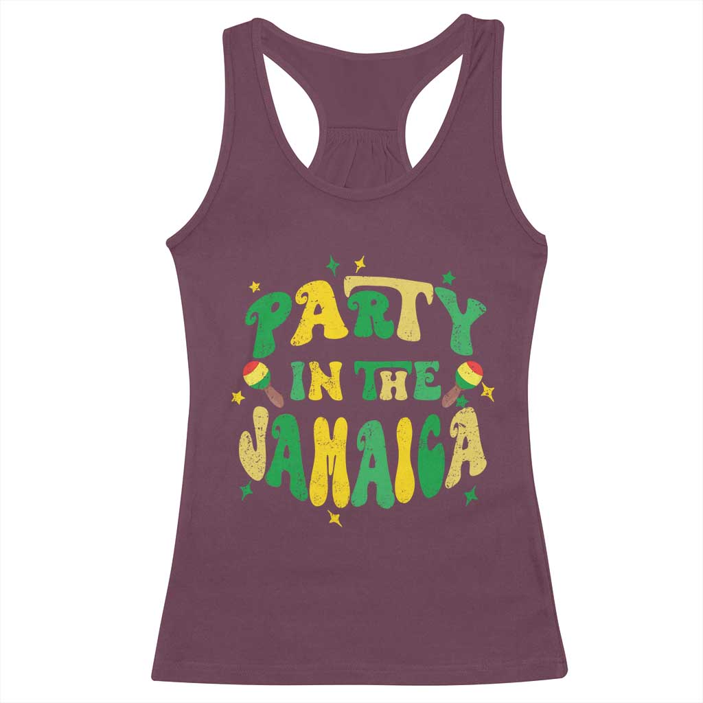 Party in The Jamaica Racerback Tank Top Funny Jamaican Independence Day - Wonder Print Shop