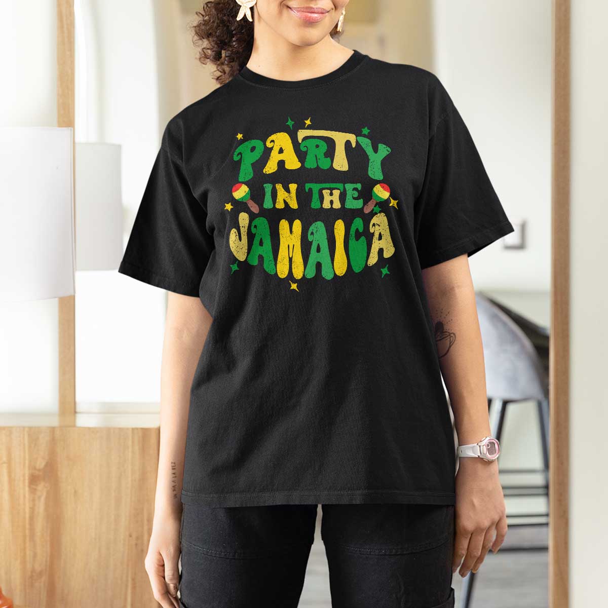 Party in The Jamaica T Shirt For Women Funny Jamaican Independence Day - Wonder Print Shop