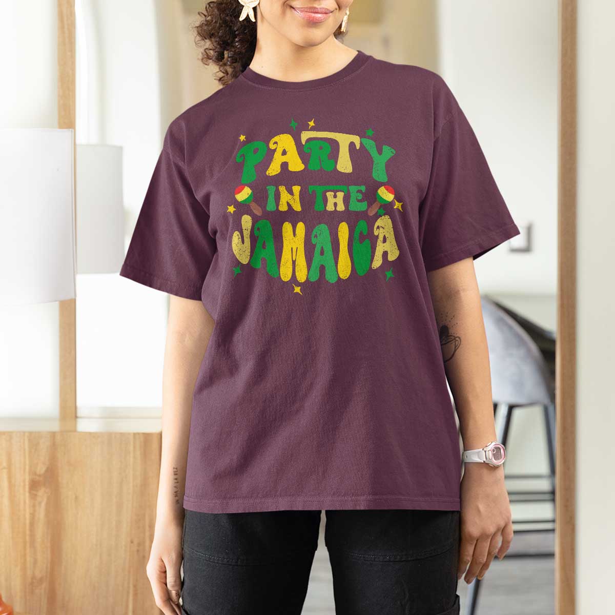 Party in The Jamaica T Shirt For Women Funny Jamaican Independence Day - Wonder Print Shop