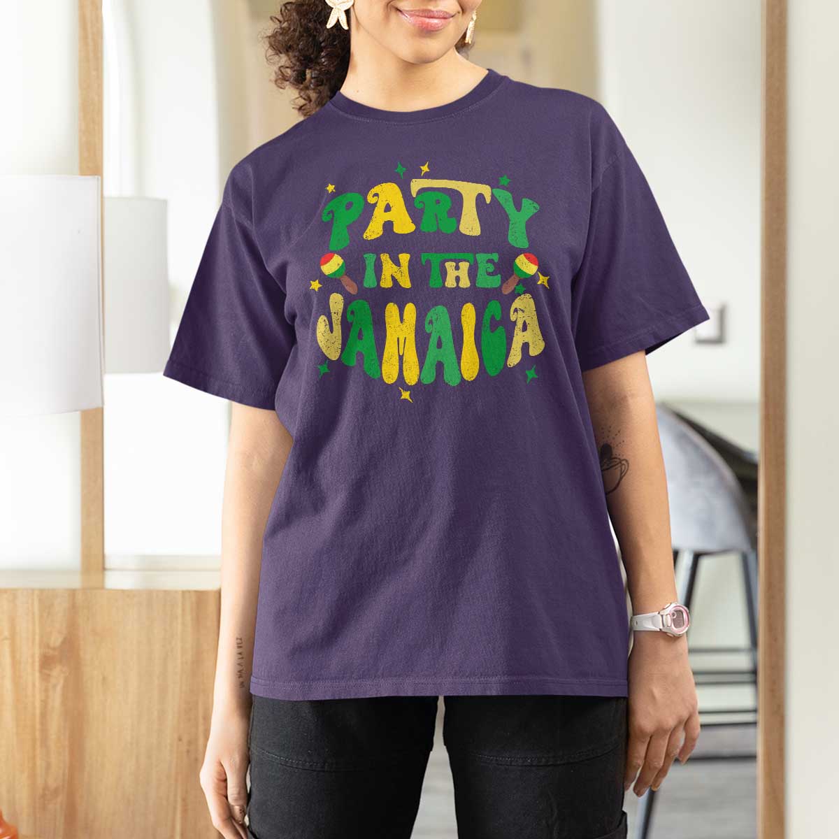 Party in The Jamaica T Shirt For Women Funny Jamaican Independence Day - Wonder Print Shop