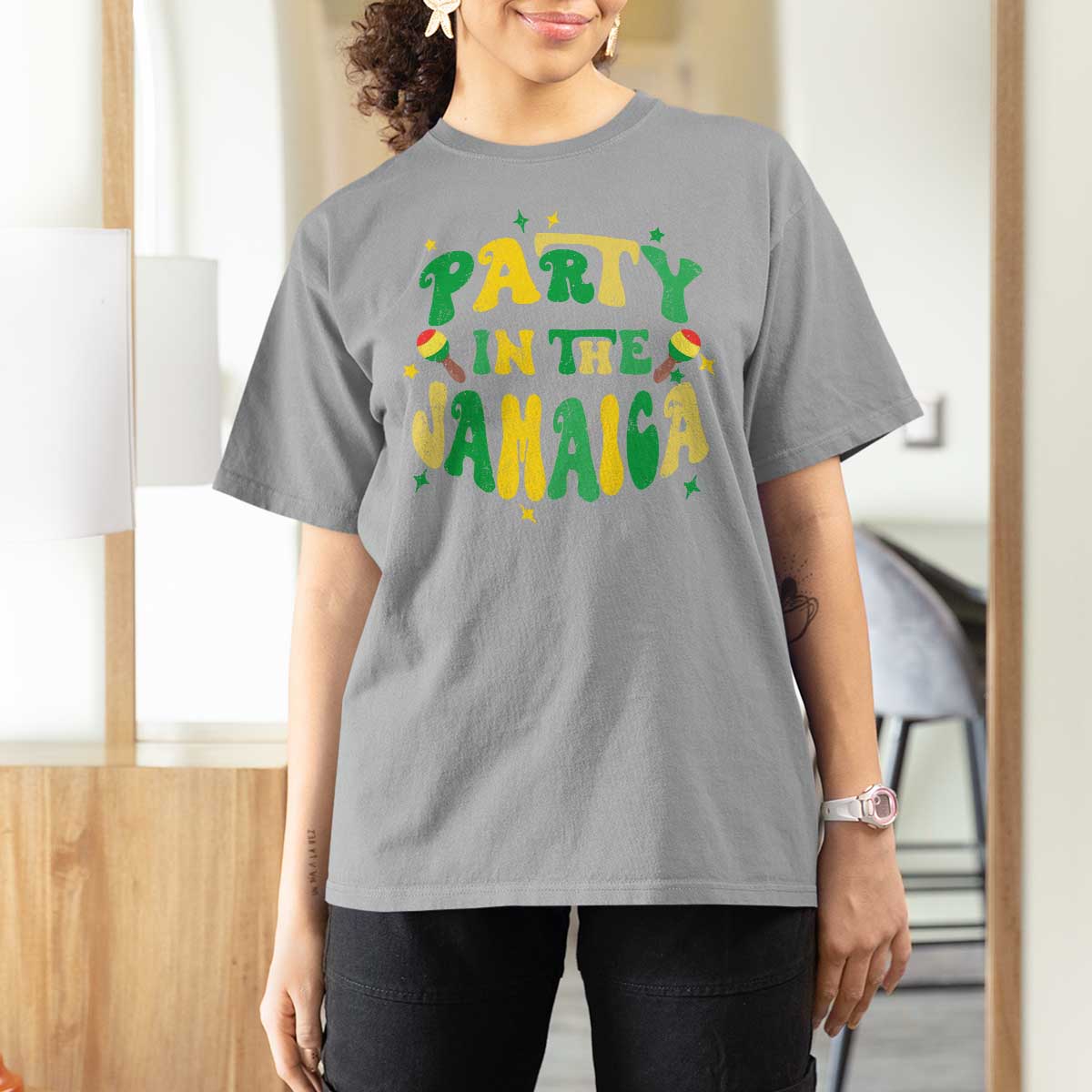 Party in The Jamaica T Shirt For Women Funny Jamaican Independence Day - Wonder Print Shop