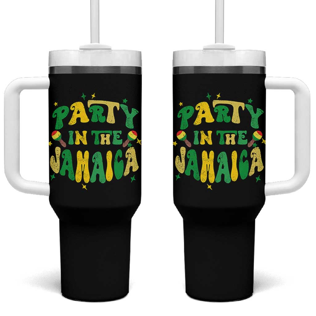 Party in The Jamaica Tumbler With Handle Funny Jamaican Independence Day - Wonder Print Shop