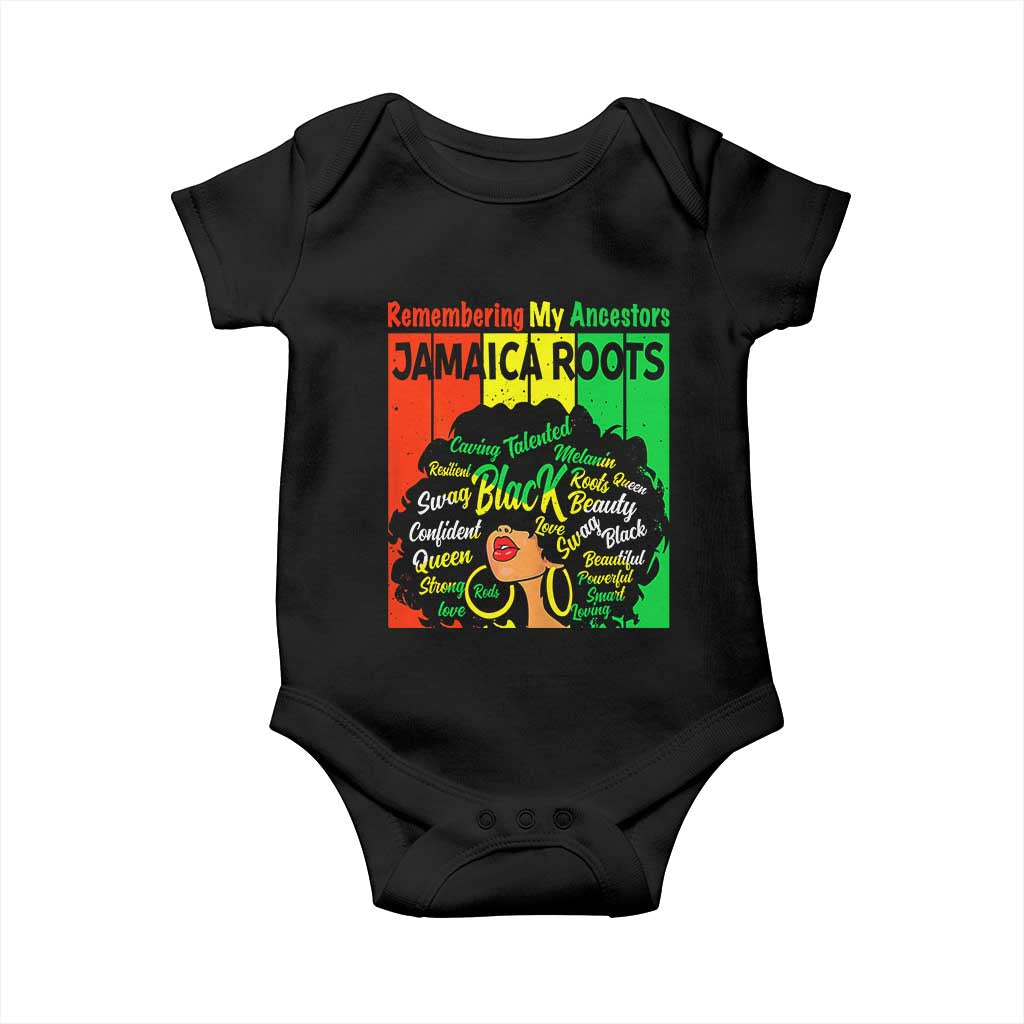Proud Jamaican Afro Black Woman Baby Onesie Remembering My Ancestors Jamaica Pride - Wonder Print Shop