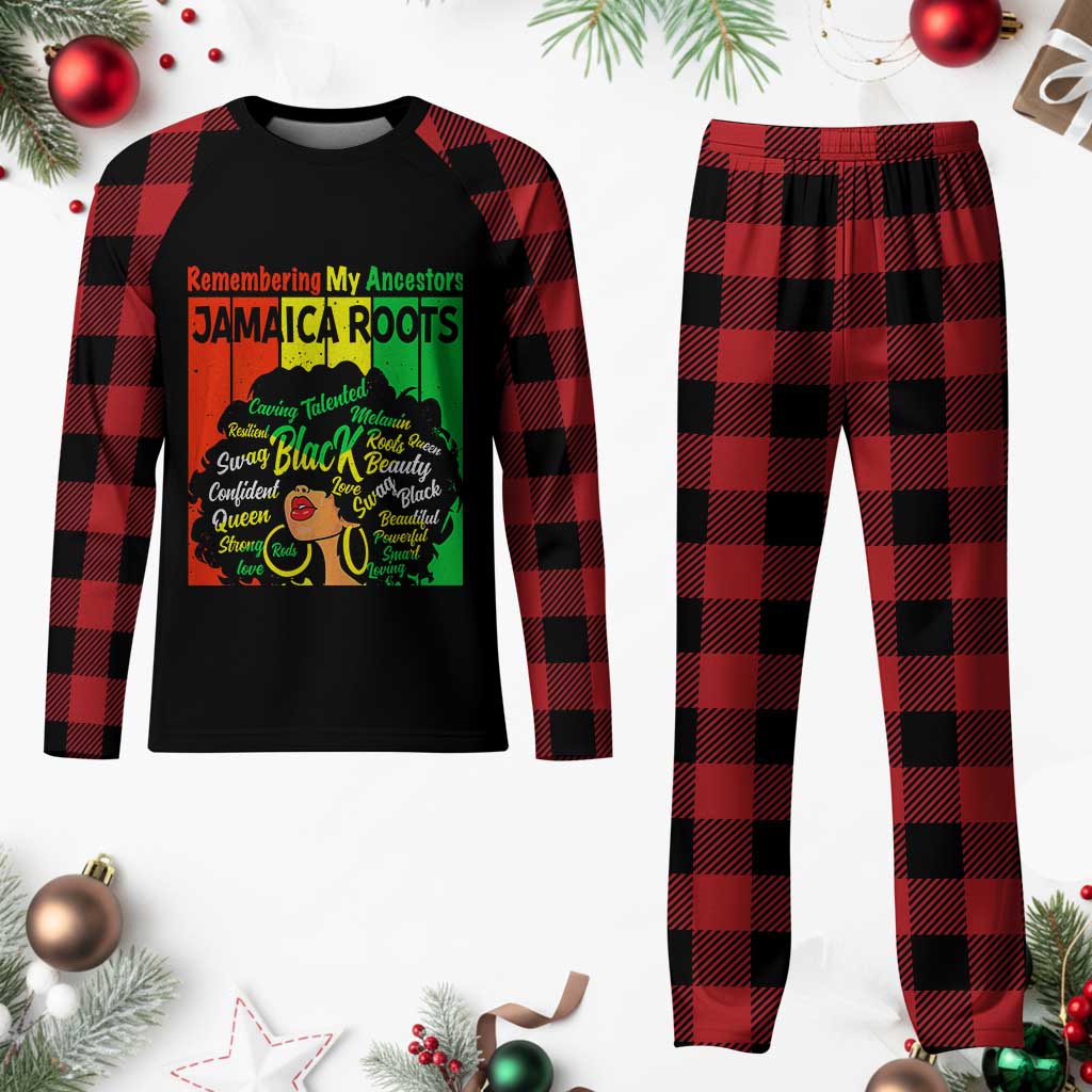 Proud Jamaican Afro Black Woman Plaid Pajama Set Remembering My Ancestors Jamaica Pride - Wonder Print Shop