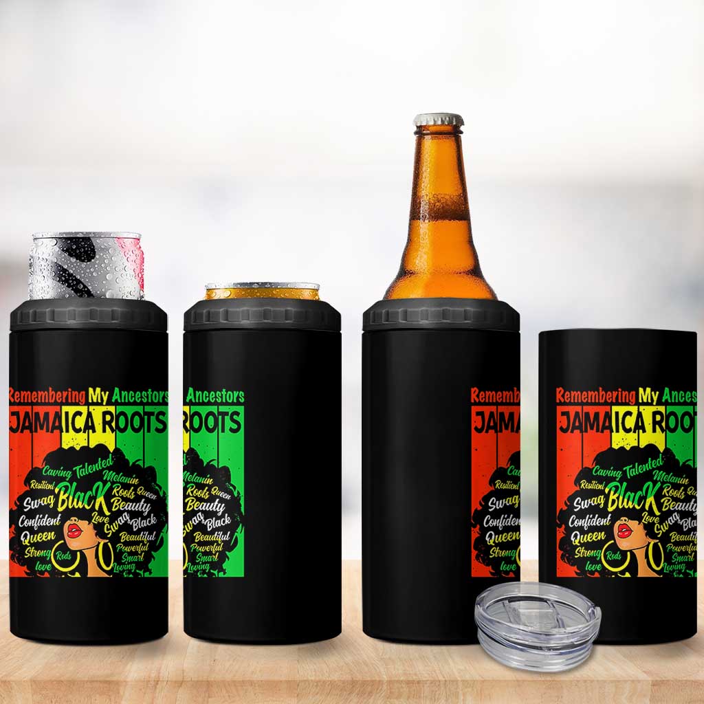 Proud Jamaican Afro Black Woman 4 in 1 Can Cooler Tumbler Remembering My Ancestors Jamaica Pride - Wonder Print Shop