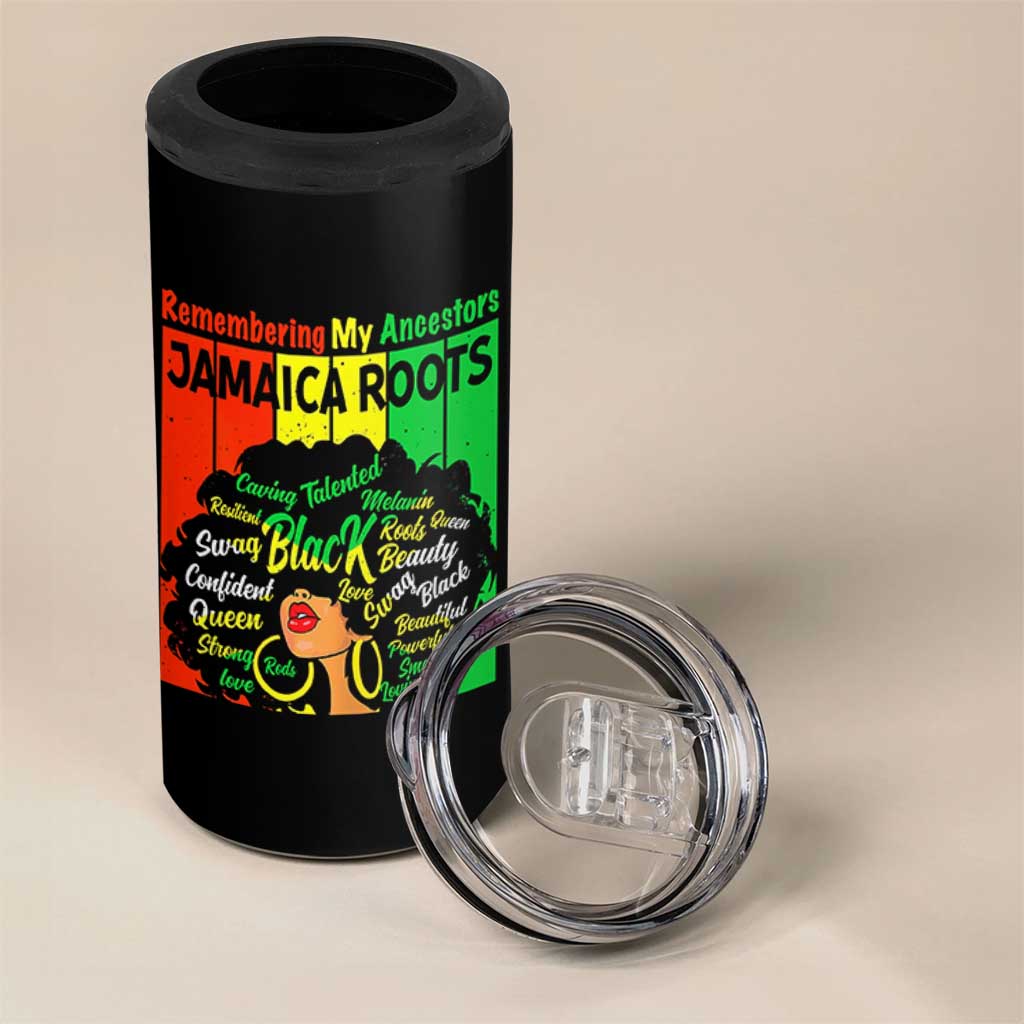 Proud Jamaican Afro Black Woman 4 in 1 Can Cooler Tumbler Remembering My Ancestors Jamaica Pride - Wonder Print Shop