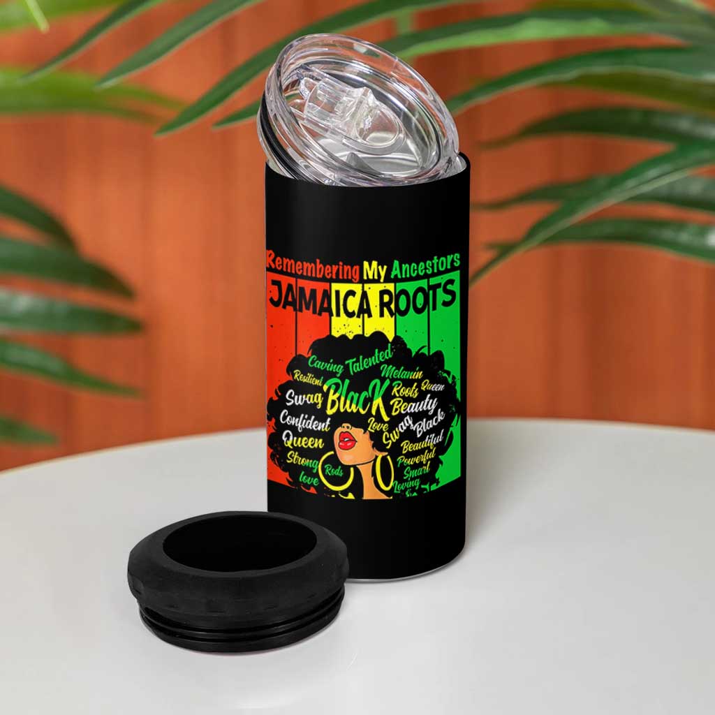 Proud Jamaican Afro Black Woman 4 in 1 Can Cooler Tumbler Remembering My Ancestors Jamaica Pride - Wonder Print Shop