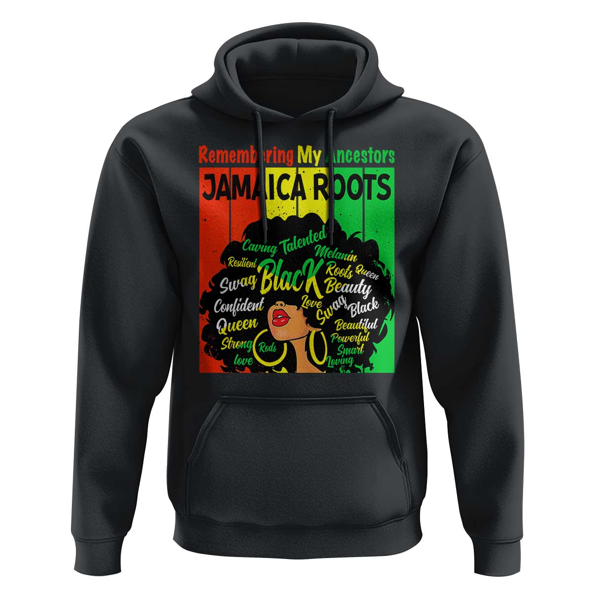 Proud Jamaican Afro Black Woman Hoodie Remembering My Ancestors Jamaica Pride - Wonder Print Shop