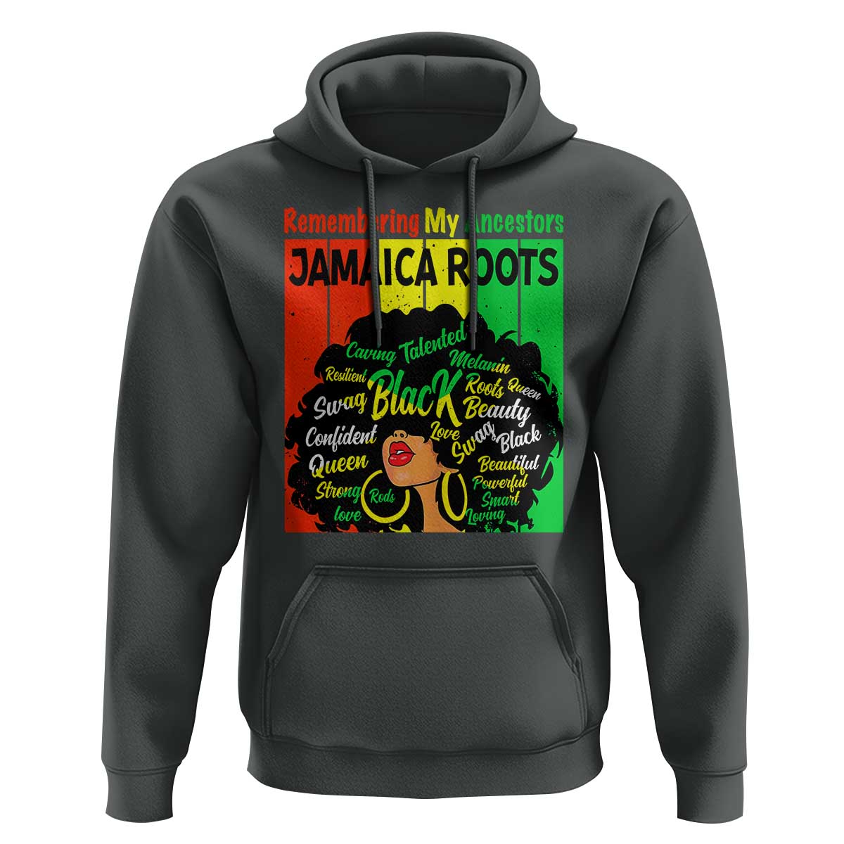 Proud Jamaican Afro Black Woman Hoodie Remembering My Ancestors Jamaica Pride - Wonder Print Shop