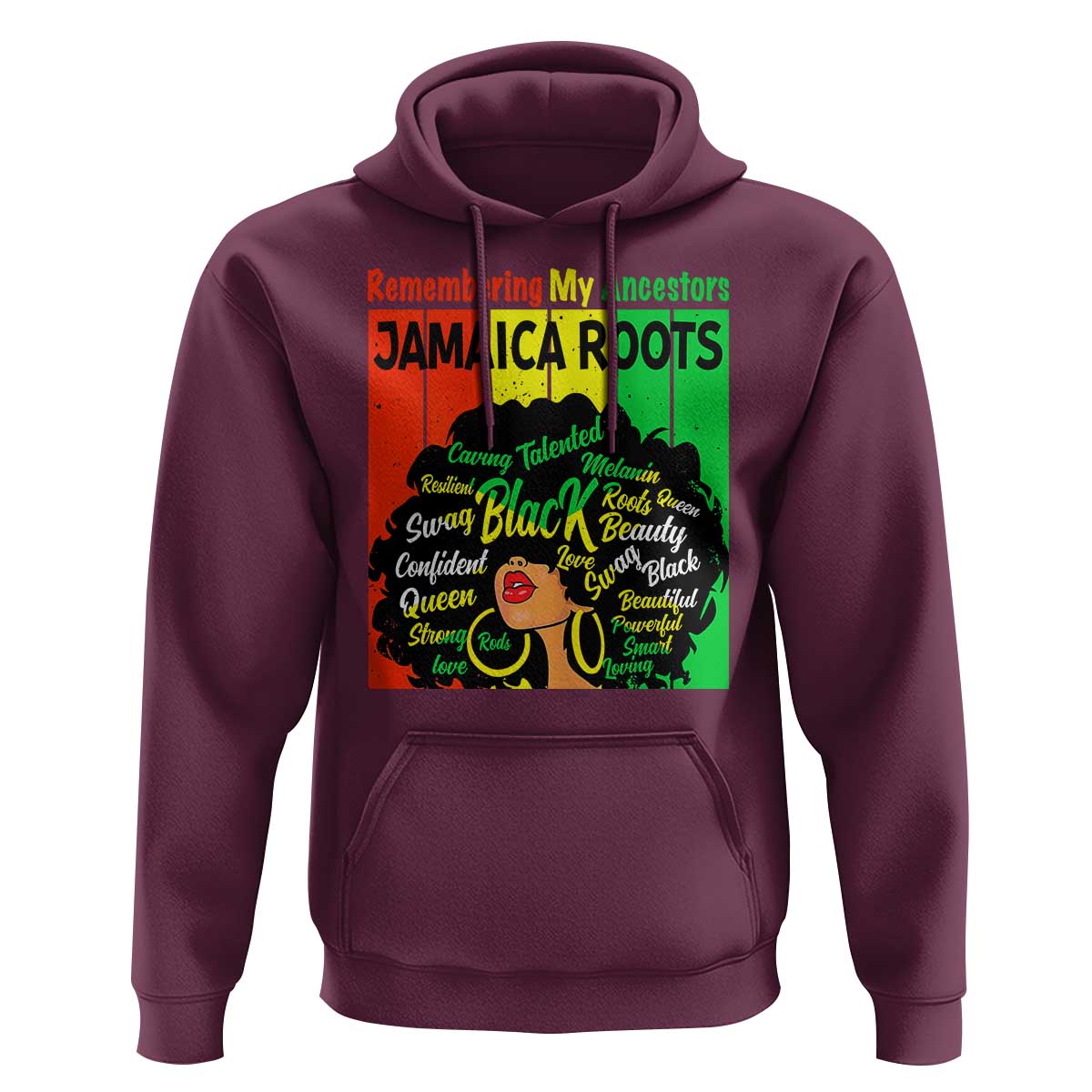 Proud Jamaican Afro Black Woman Hoodie Remembering My Ancestors Jamaica Pride - Wonder Print Shop