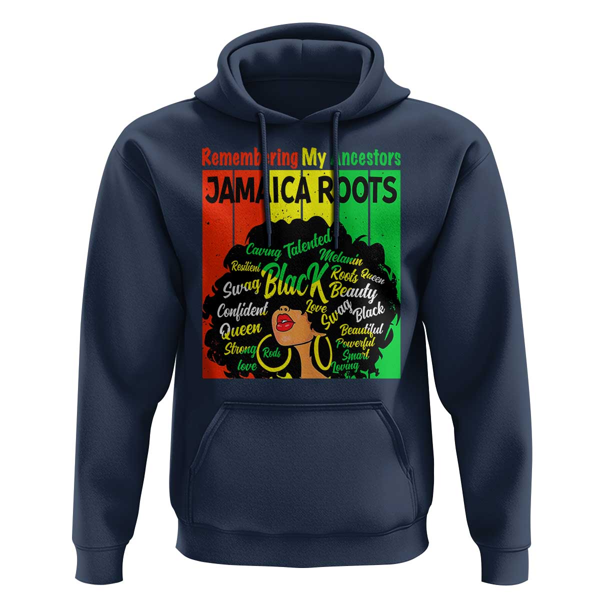 Proud Jamaican Afro Black Woman Hoodie Remembering My Ancestors Jamaica Pride - Wonder Print Shop
