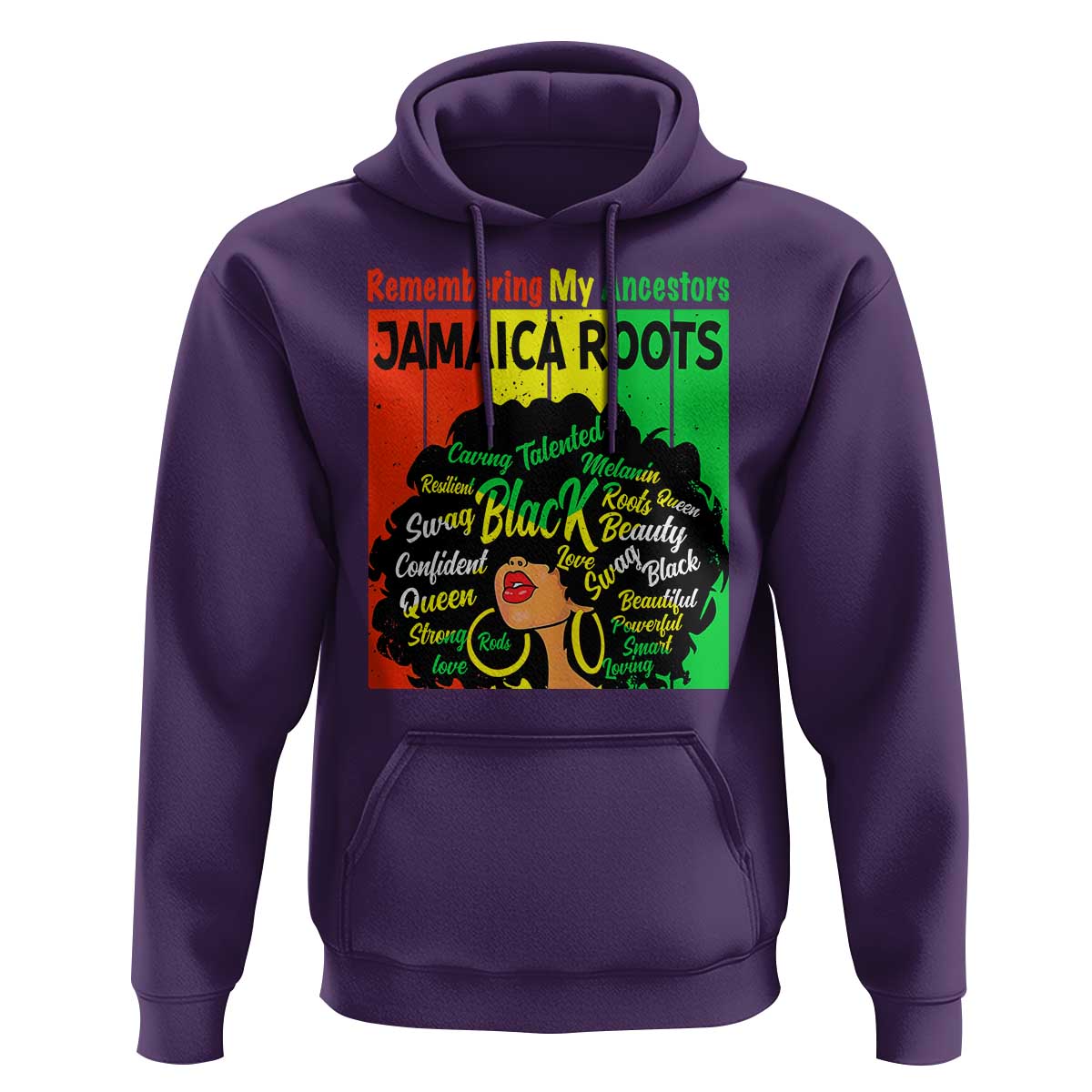 Proud Jamaican Afro Black Woman Hoodie Remembering My Ancestors Jamaica Pride - Wonder Print Shop