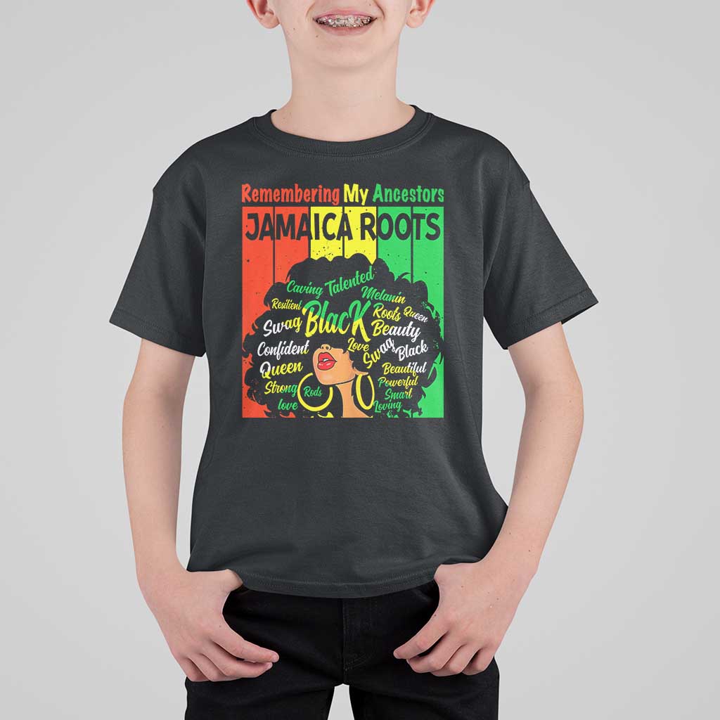 Proud Jamaican Afro Black Woman T Shirt For Kid Remembering My Ancestors Jamaica Pride - Wonder Print Shop