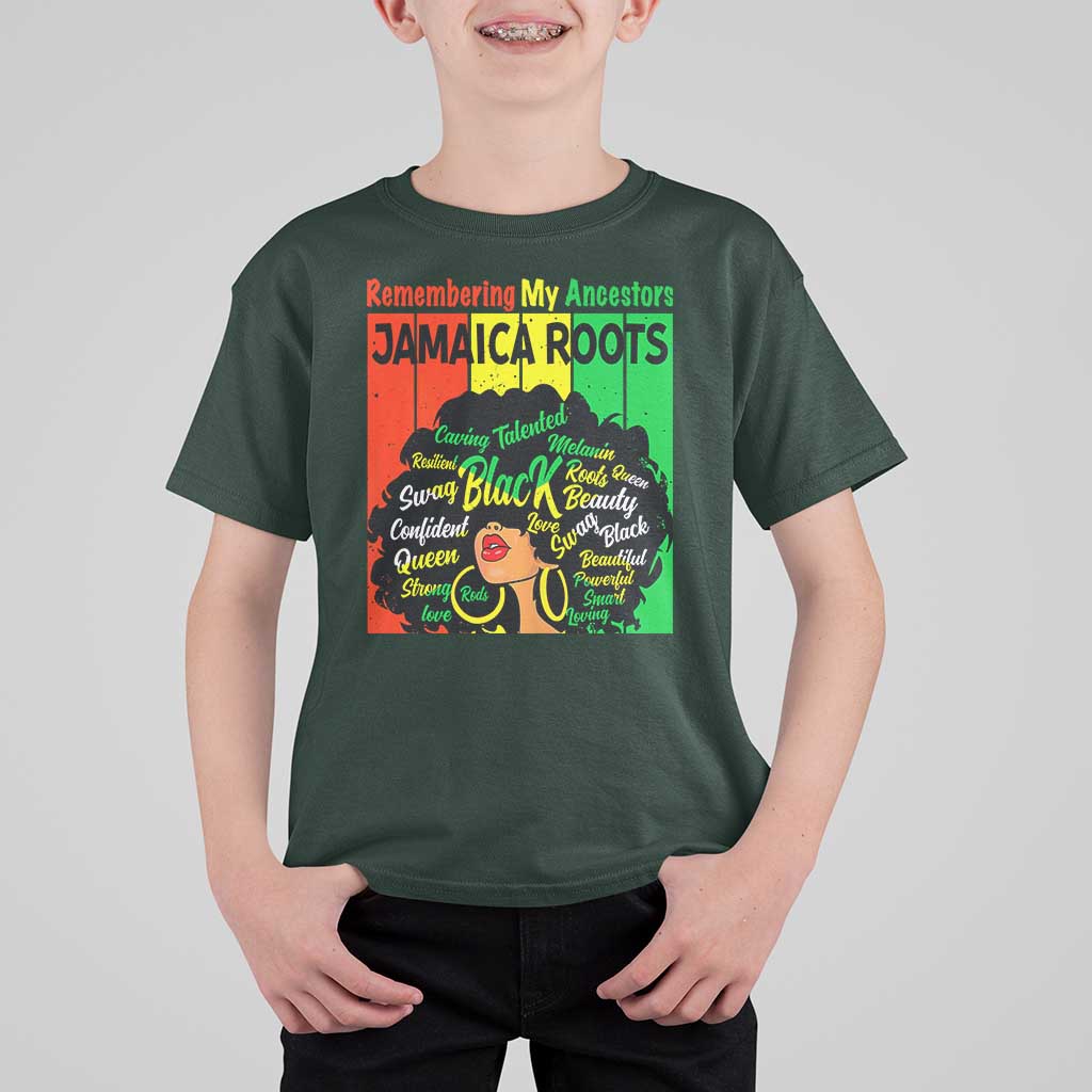 Proud Jamaican Afro Black Woman T Shirt For Kid Remembering My Ancestors Jamaica Pride - Wonder Print Shop