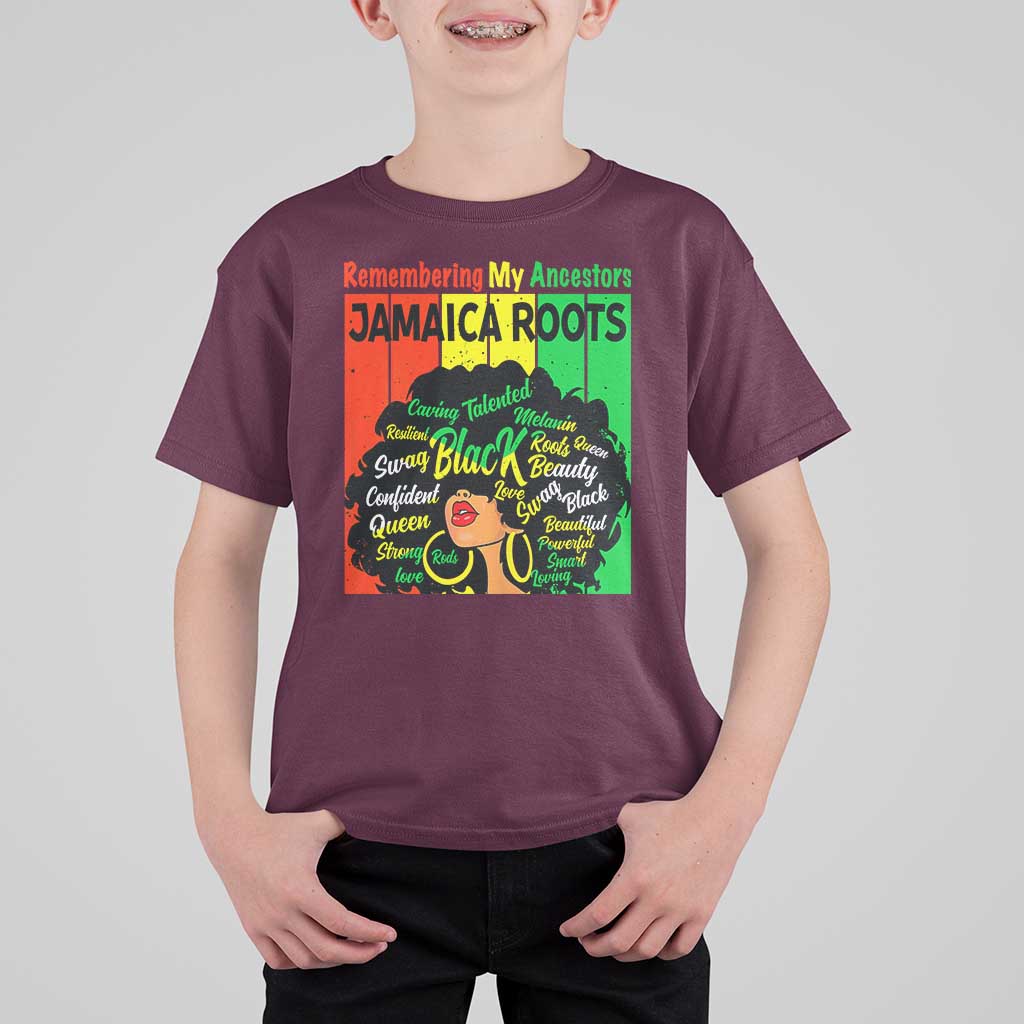 Proud Jamaican Afro Black Woman T Shirt For Kid Remembering My Ancestors Jamaica Pride - Wonder Print Shop