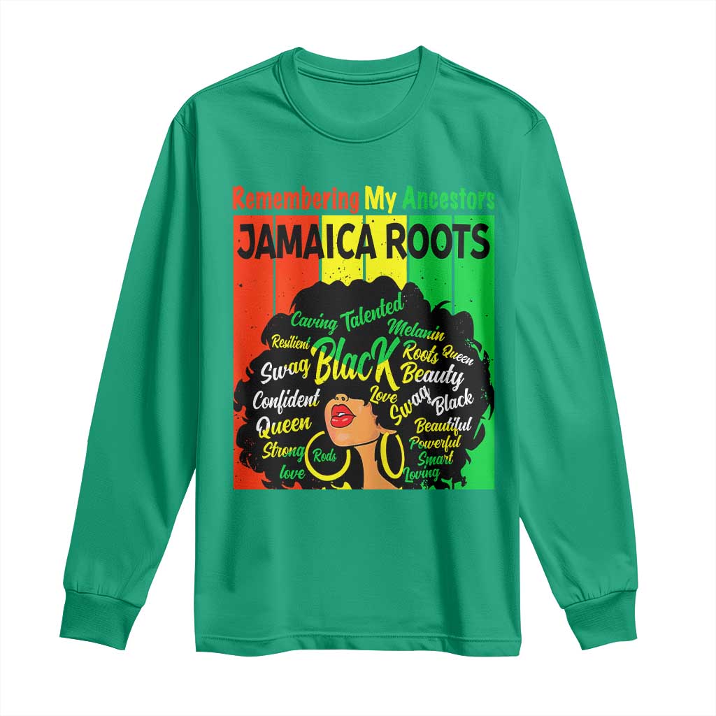 Proud Jamaican Afro Black Woman Long Sleeve Shirt Remembering My Ancestors Jamaica Pride - Wonder Print Shop