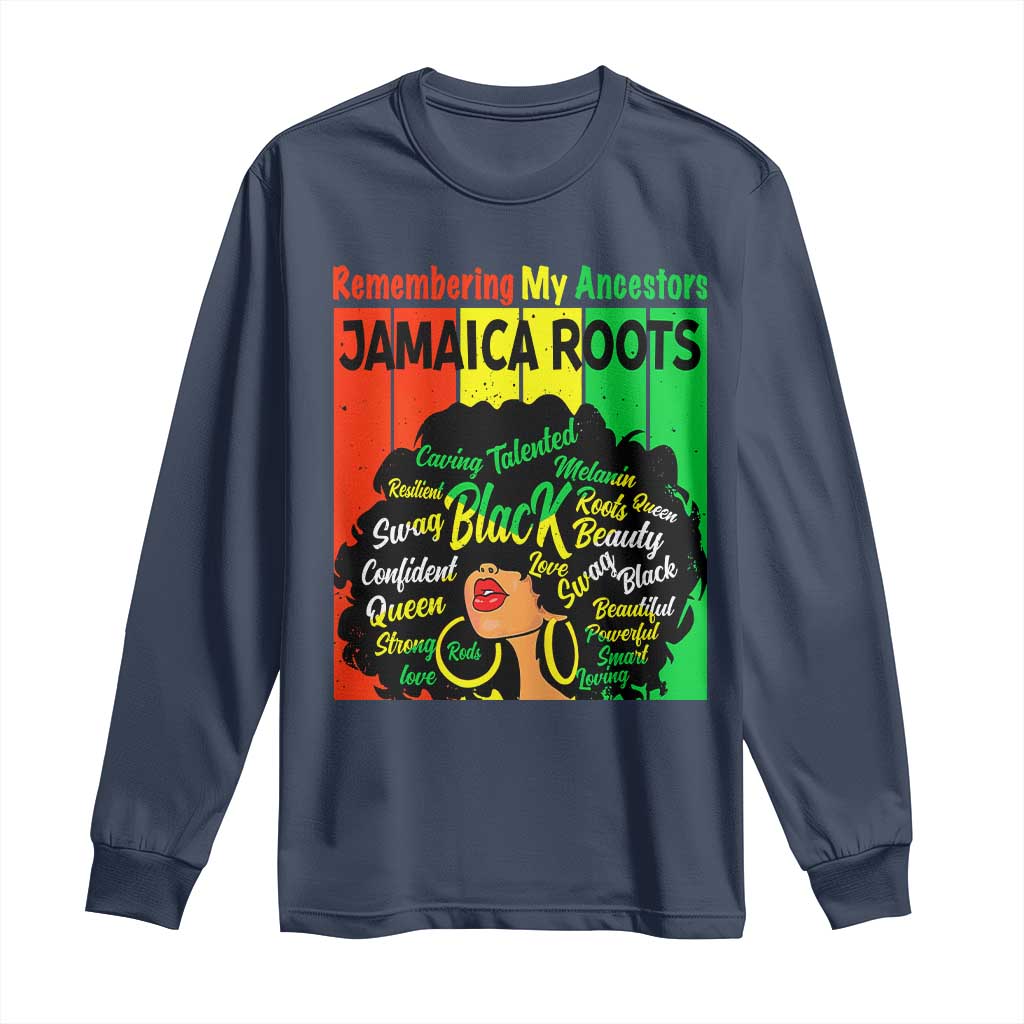 Proud Jamaican Afro Black Woman Long Sleeve Shirt Remembering My Ancestors Jamaica Pride - Wonder Print Shop