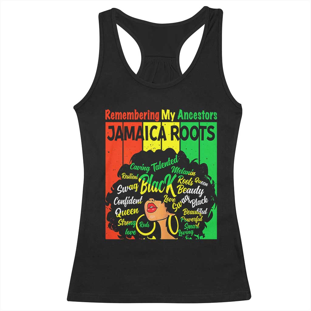 Proud Jamaican Afro Black Woman Racerback Tank Top Remembering My Ancestors Jamaica Pride - Wonder Print Shop