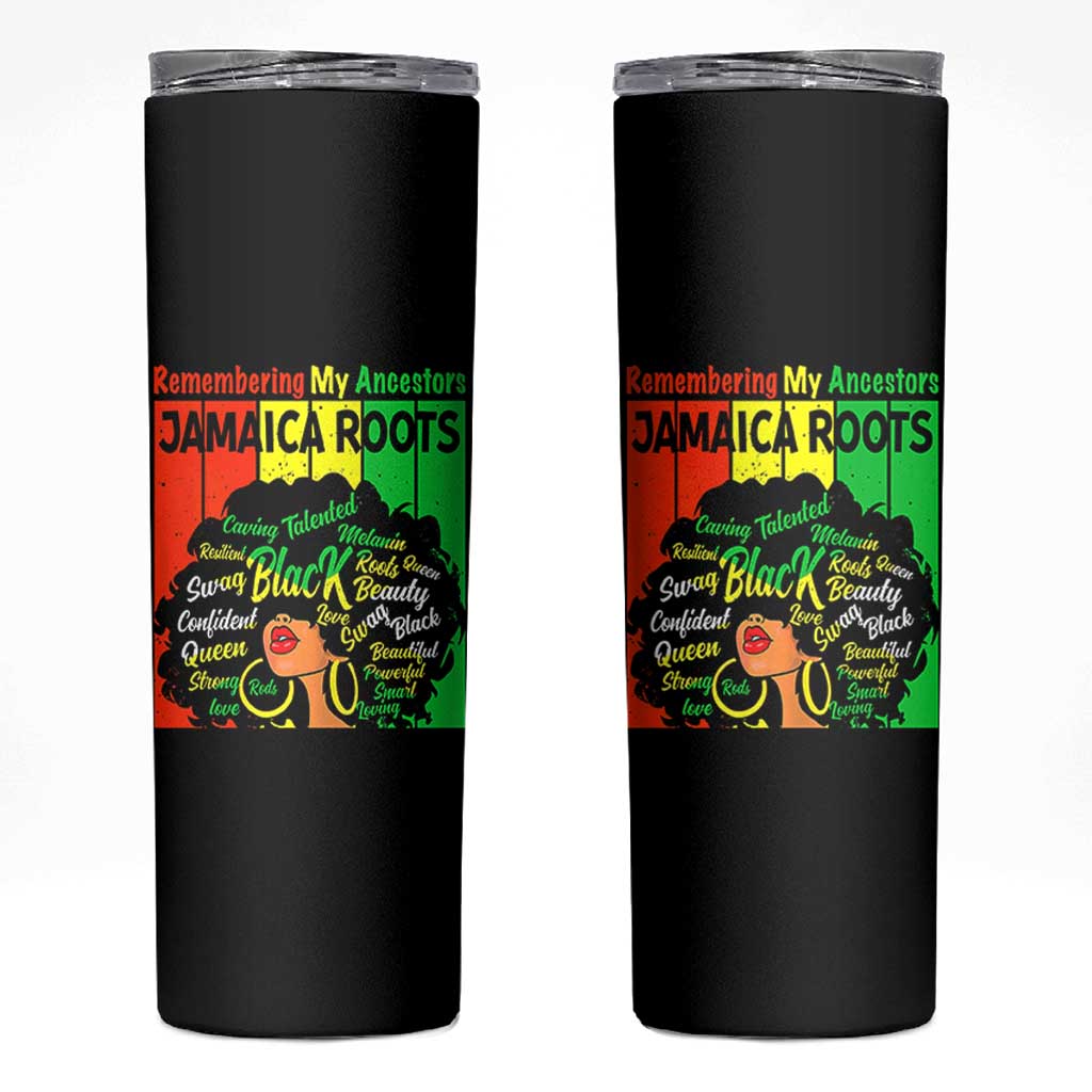 Proud Jamaican Afro Black Woman Skinny Tumbler Remembering My Ancestors Jamaica Pride - Wonder Print Shop