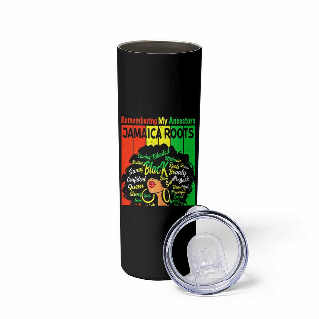 Proud Jamaican Afro Black Woman Skinny Tumbler Remembering My Ancestors Jamaica Pride - Wonder Print Shop