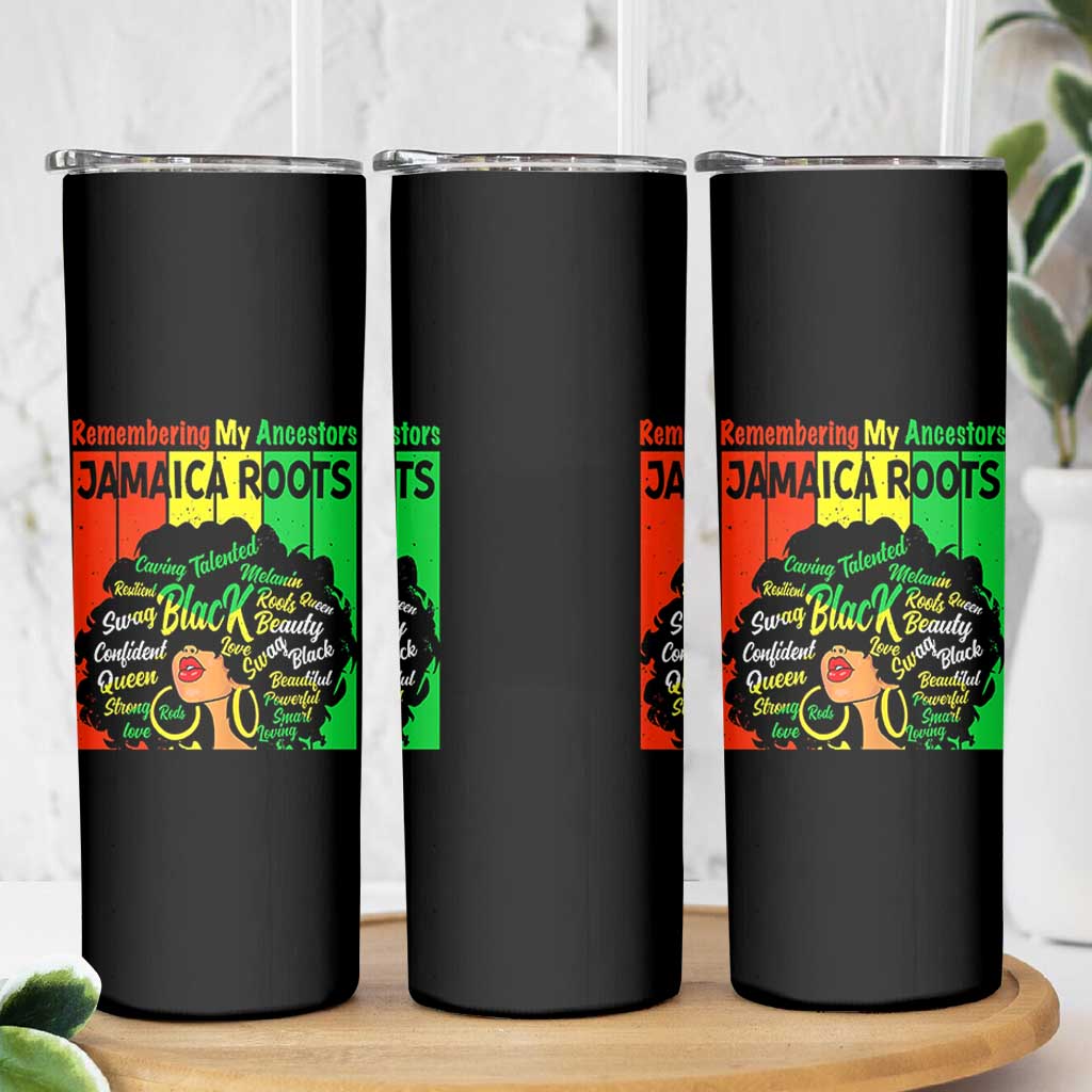 Proud Jamaican Afro Black Woman Skinny Tumbler Remembering My Ancestors Jamaica Pride - Wonder Print Shop