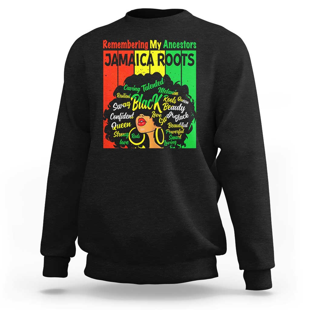Proud Jamaican Afro Black Woman Sweatshirt Remembering My Ancestors Jamaica Pride - Wonder Print Shop