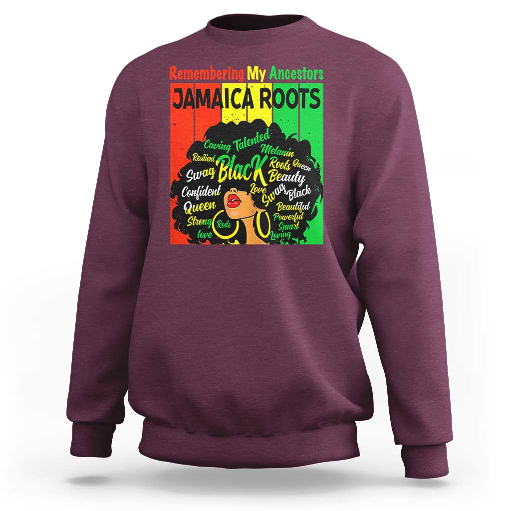 Proud Jamaican Afro Black Woman Sweatshirt Remembering My Ancestors Jamaica Pride - Wonder Print Shop