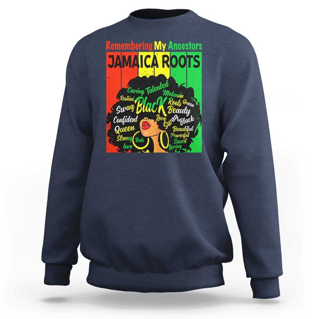 Proud Jamaican Afro Black Woman Sweatshirt Remembering My Ancestors Jamaica Pride - Wonder Print Shop