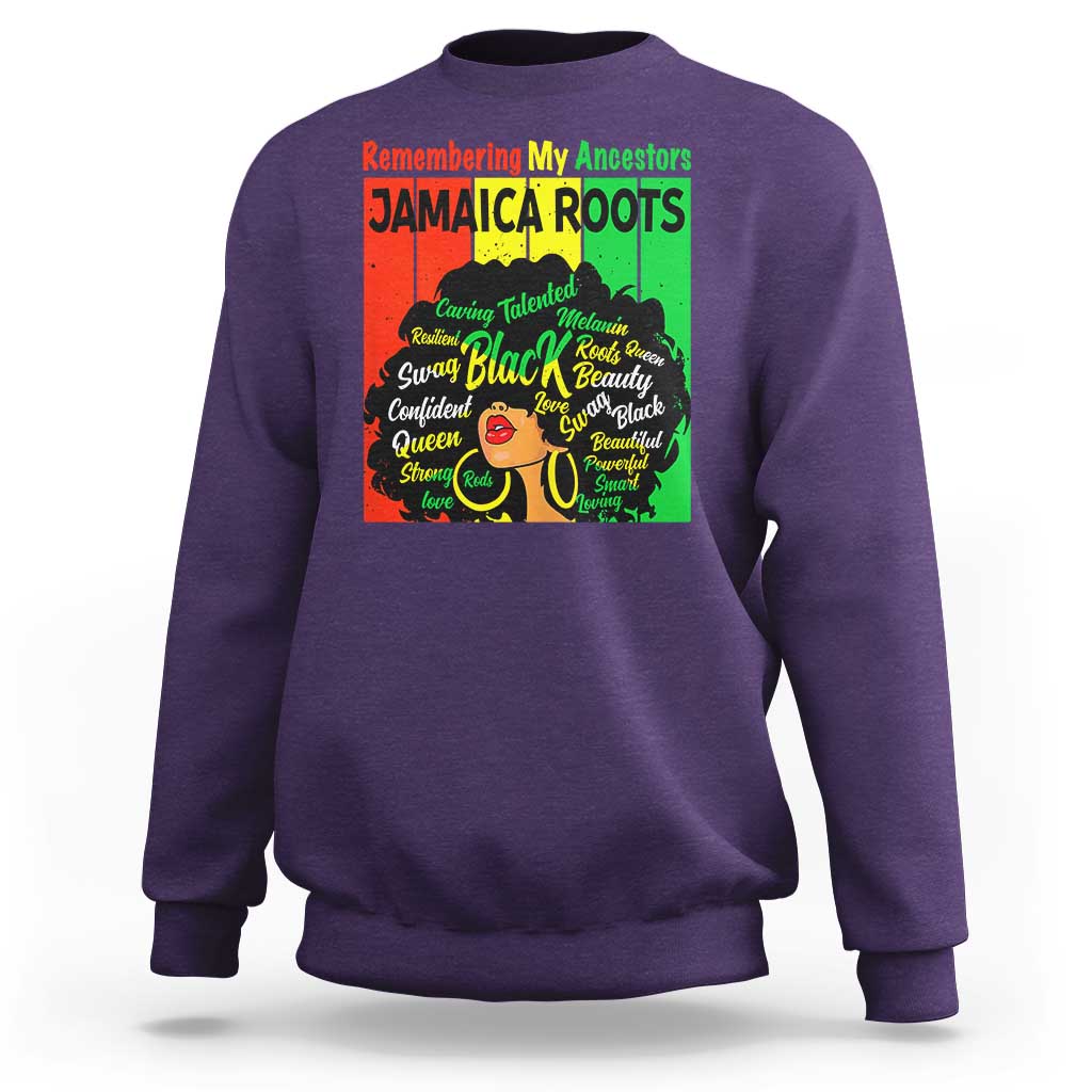 Proud Jamaican Afro Black Woman Sweatshirt Remembering My Ancestors Jamaica Pride - Wonder Print Shop