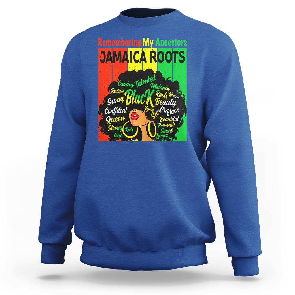 Proud Jamaican Afro Black Woman Sweatshirt Remembering My Ancestors Jamaica Pride - Wonder Print Shop