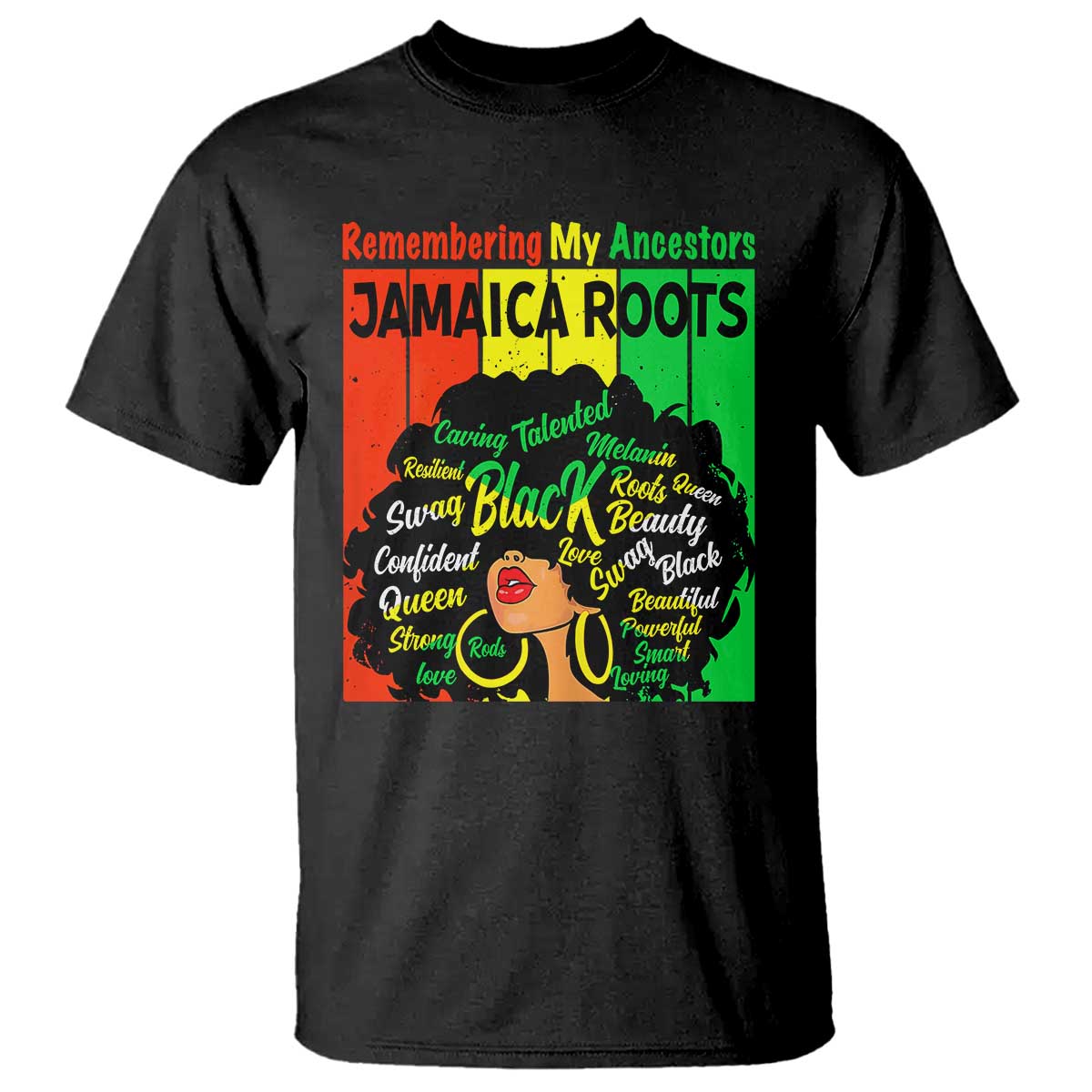 Proud Jamaican Afro Black Woman T Shirt Remembering My Ancestors Jamaica Pride - Wonder Print Shop