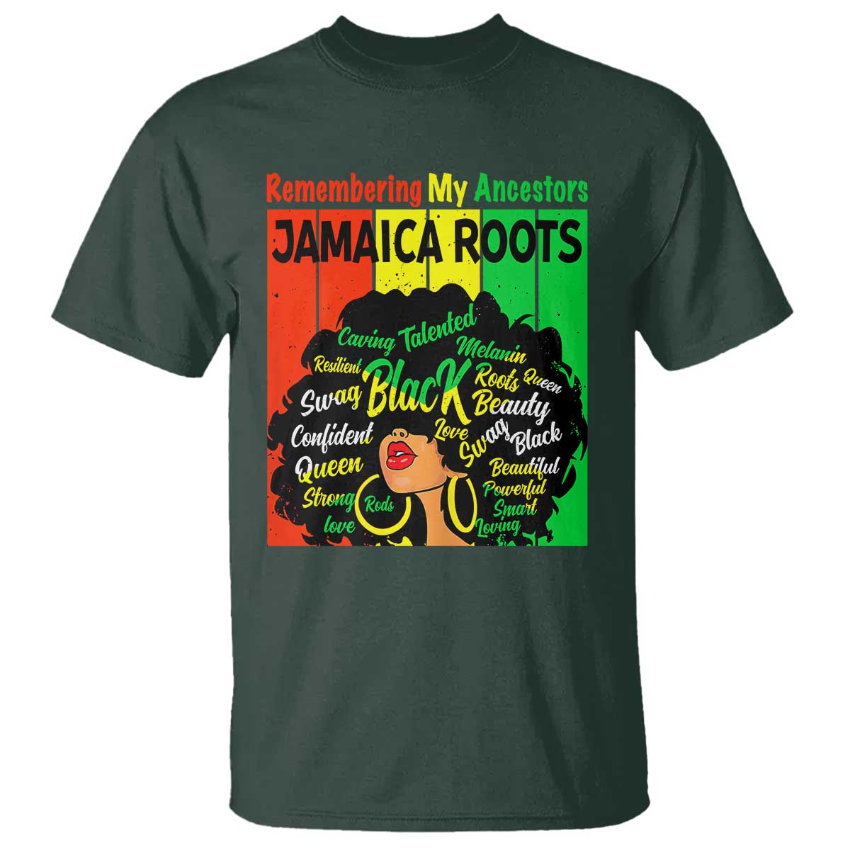 Proud Jamaican Afro Black Woman T Shirt Remembering My Ancestors Jamaica Pride - Wonder Print Shop
