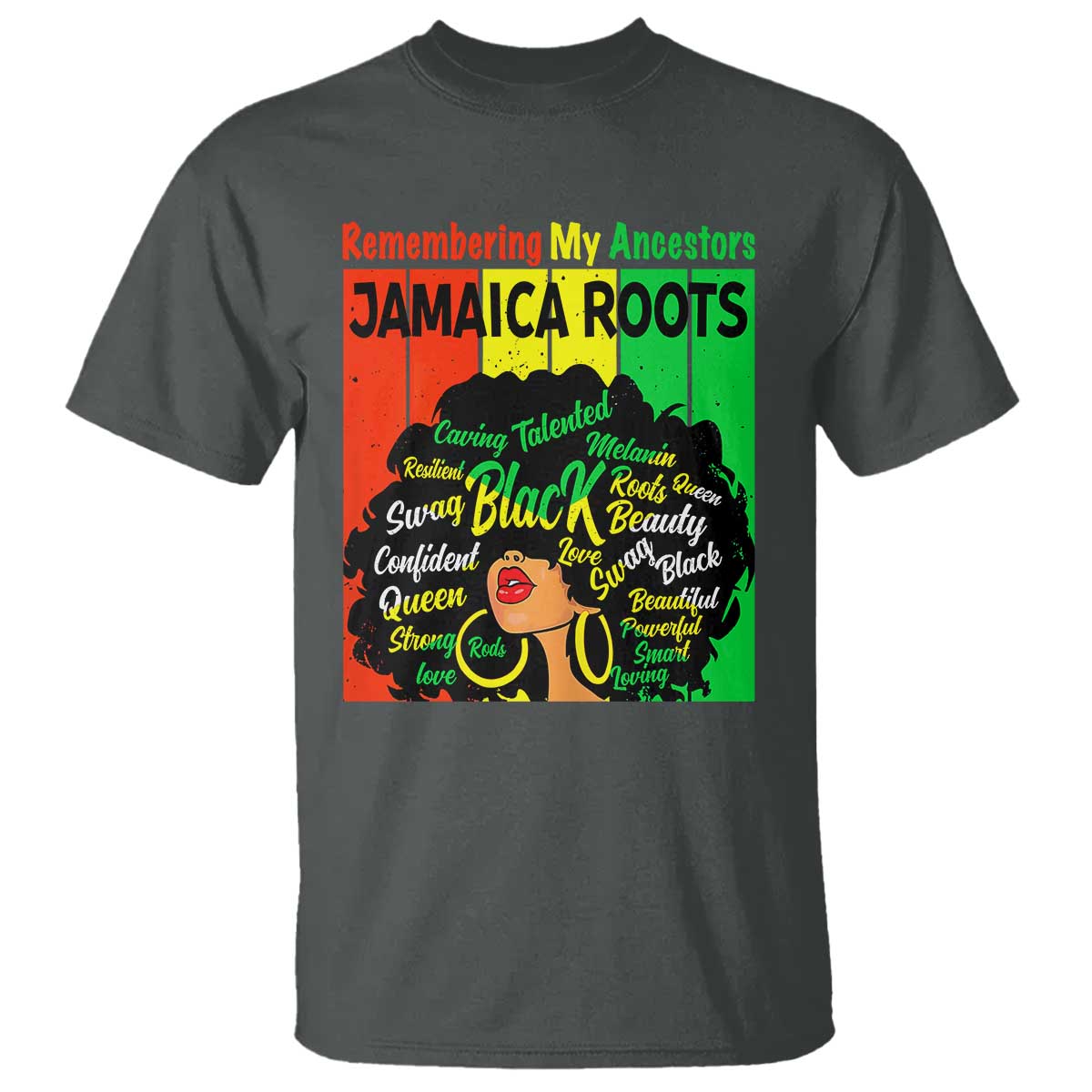 Proud Jamaican Afro Black Woman T Shirt Remembering My Ancestors Jamaica Pride - Wonder Print Shop