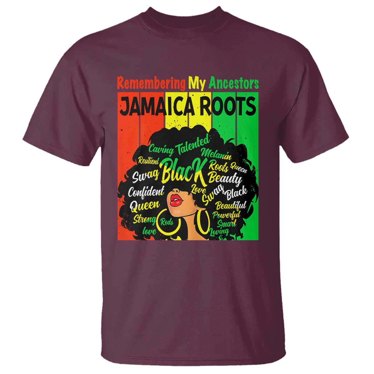 Proud Jamaican Afro Black Woman T Shirt Remembering My Ancestors Jamaica Pride - Wonder Print Shop