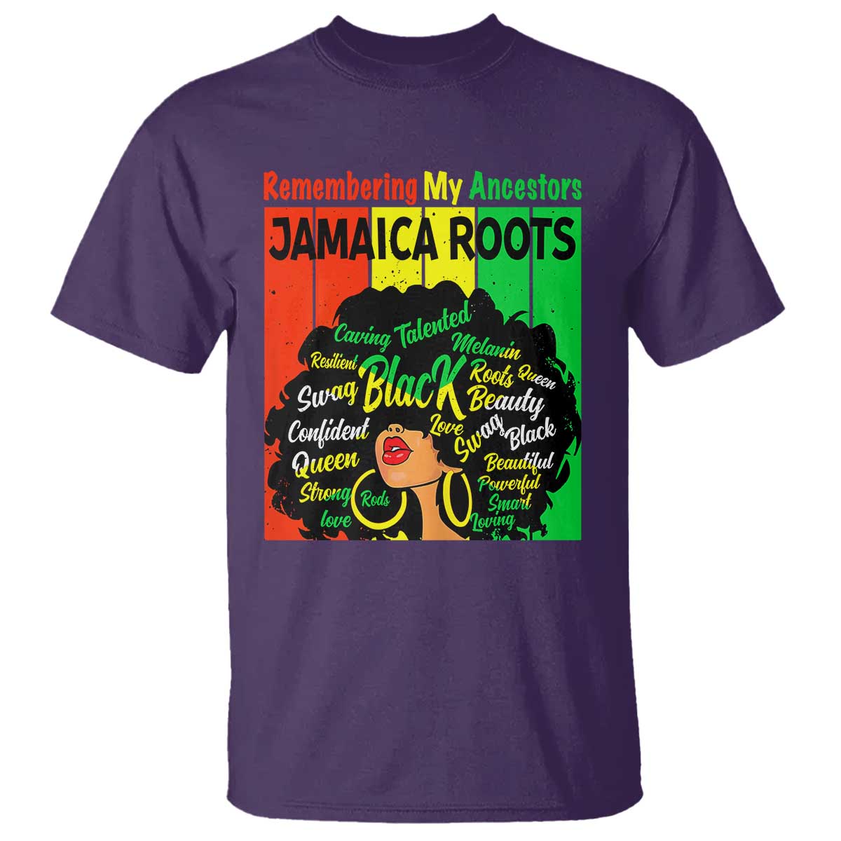 Proud Jamaican Afro Black Woman T Shirt Remembering My Ancestors Jamaica Pride - Wonder Print Shop