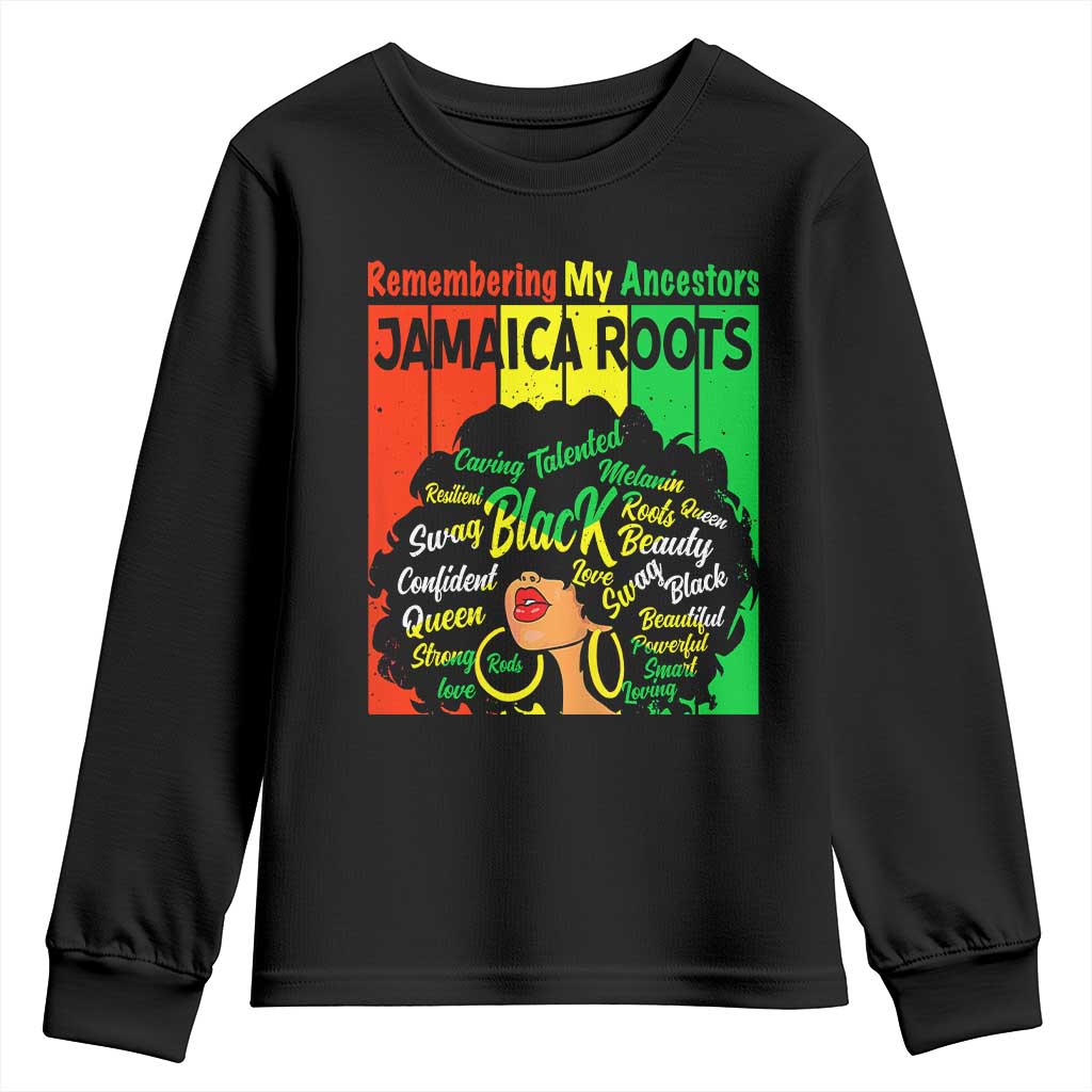 Proud Jamaican Afro Black Woman Youth Sweatshirt Remembering My Ancestors Jamaica Pride - Wonder Print Shop