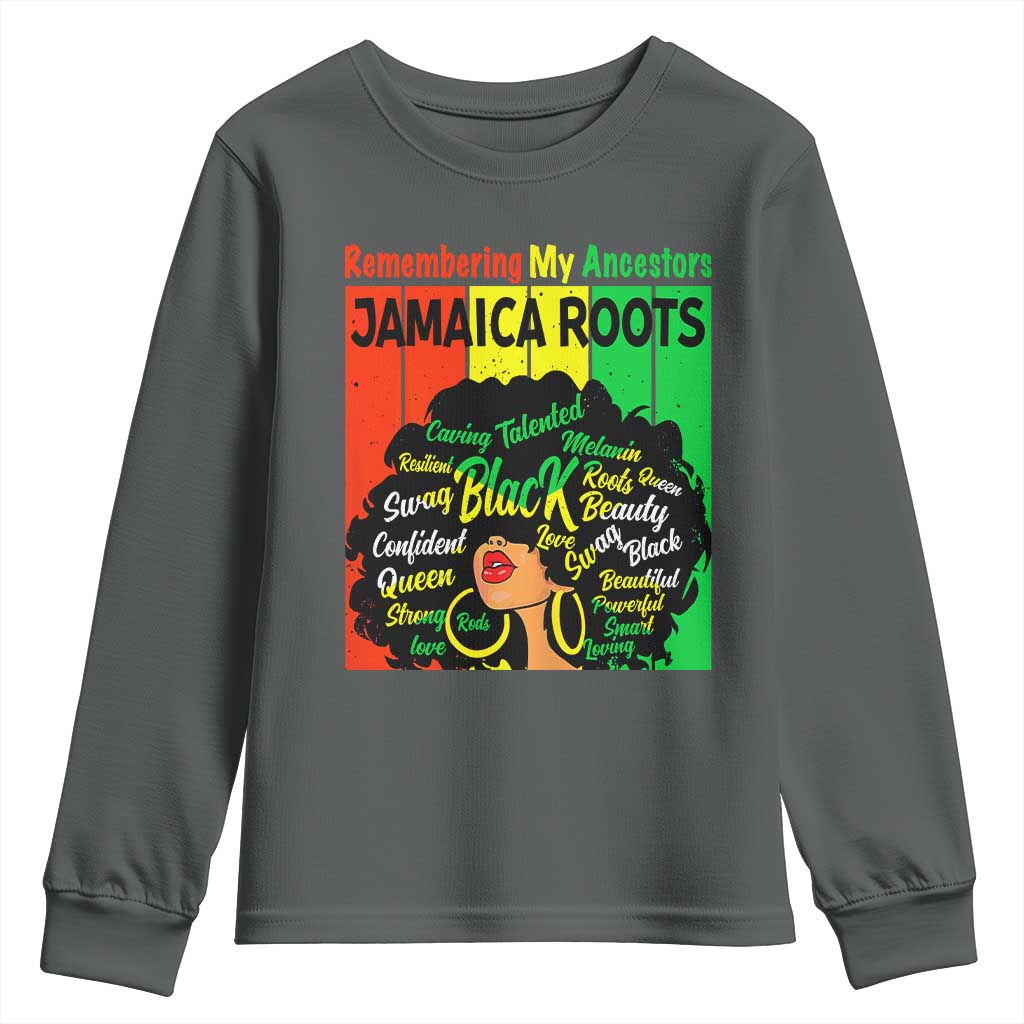 Proud Jamaican Afro Black Woman Youth Sweatshirt Remembering My Ancestors Jamaica Pride - Wonder Print Shop