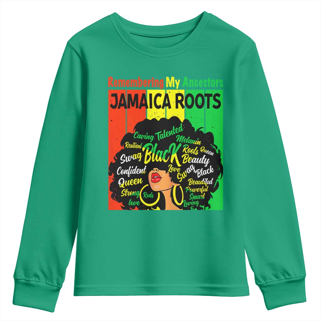 Proud Jamaican Afro Black Woman Youth Sweatshirt Remembering My Ancestors Jamaica Pride - Wonder Print Shop