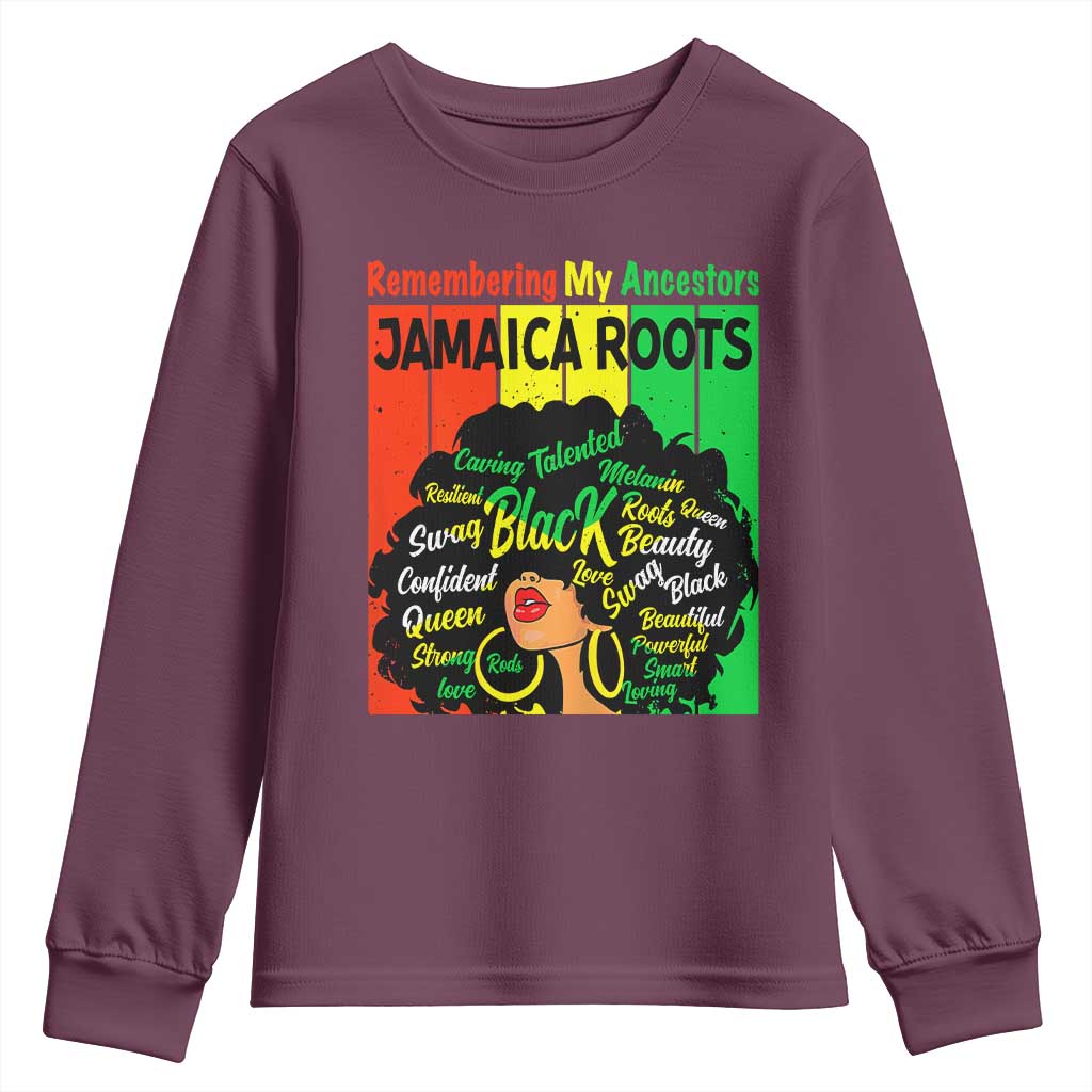 Proud Jamaican Afro Black Woman Youth Sweatshirt Remembering My Ancestors Jamaica Pride - Wonder Print Shop