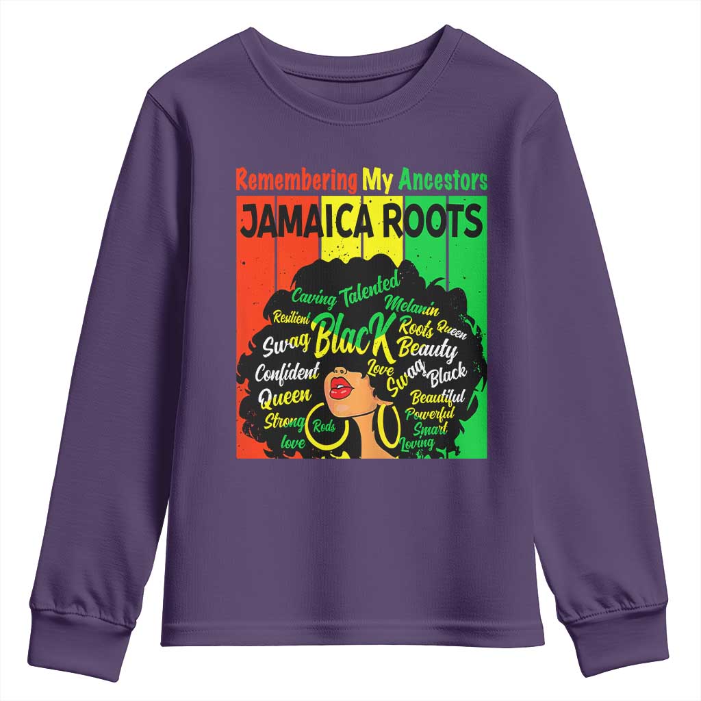 Proud Jamaican Afro Black Woman Youth Sweatshirt Remembering My Ancestors Jamaica Pride - Wonder Print Shop