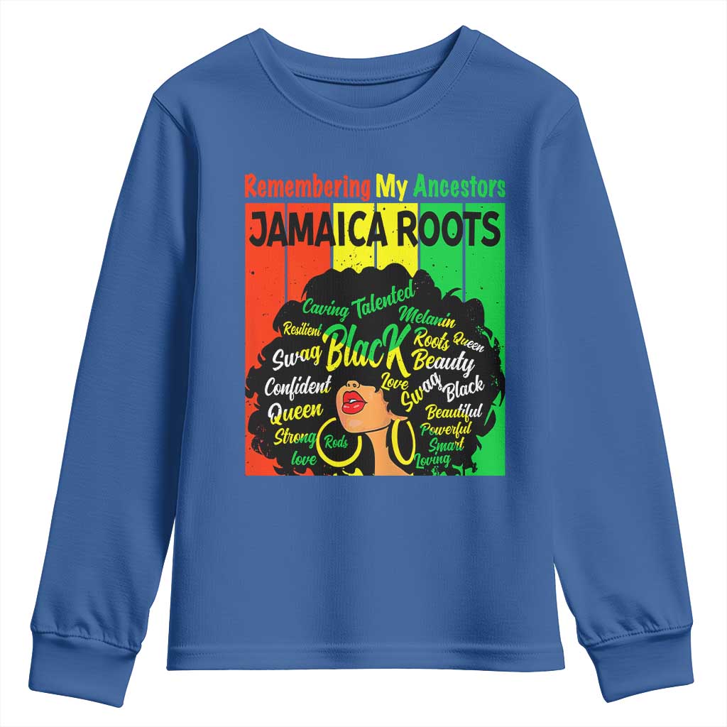 Proud Jamaican Afro Black Woman Youth Sweatshirt Remembering My Ancestors Jamaica Pride - Wonder Print Shop