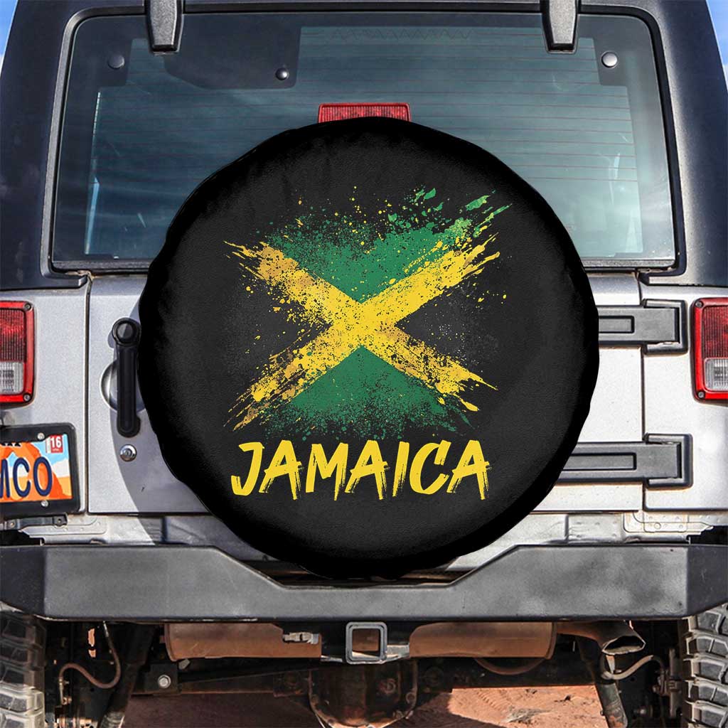 Jamaica Spare Tire Cover Retro Vintage Watercolors Sport Jamaican Flag - Wonder Print Shop