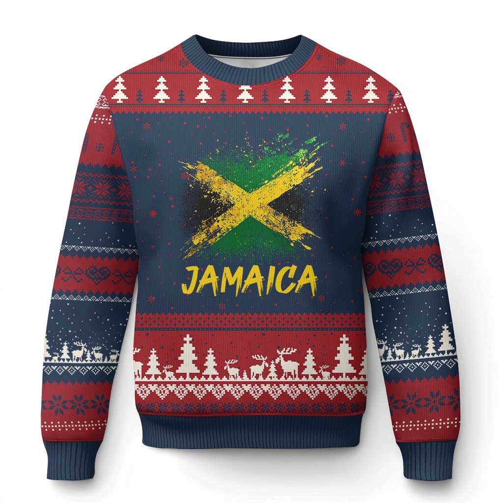 Jamaica Ugly Christmas Sweater Retro Vintage Watercolors Sport Jamaican Flag - Wonder Print Shop
