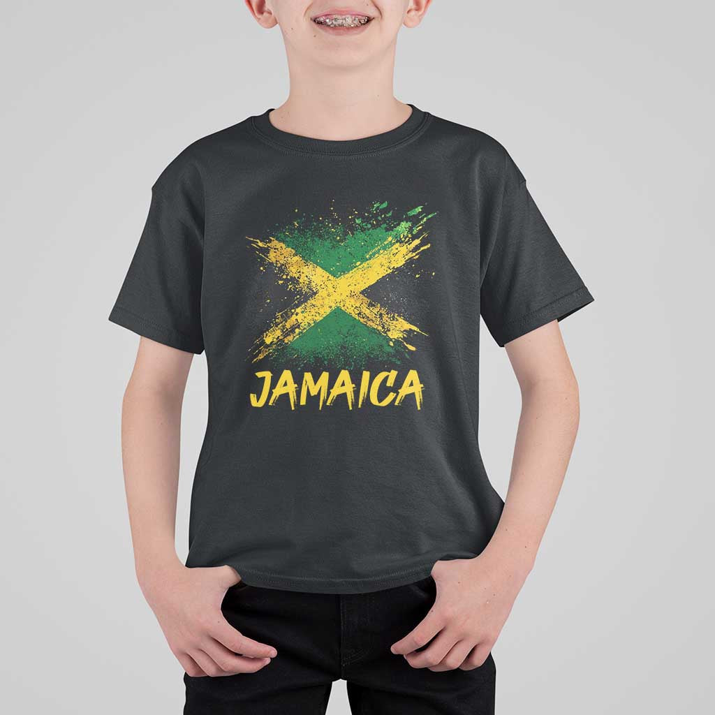 Jamaica T Shirt For Kid Retro Vintage Watercolors Sport Jamaican Flag - Wonder Print Shop