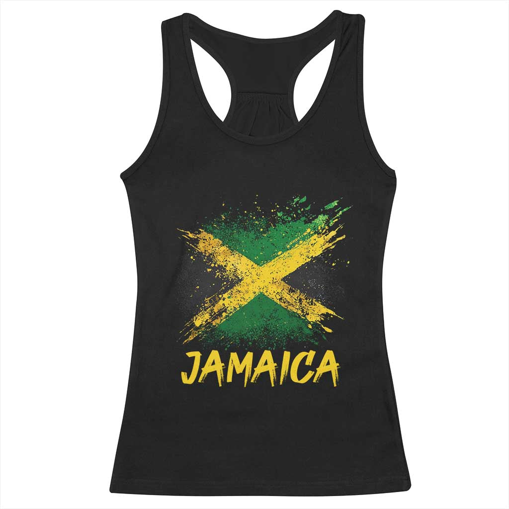 Jamaica Racerback Tank Top Retro Vintage Watercolors Sport Jamaican Flag - Wonder Print Shop