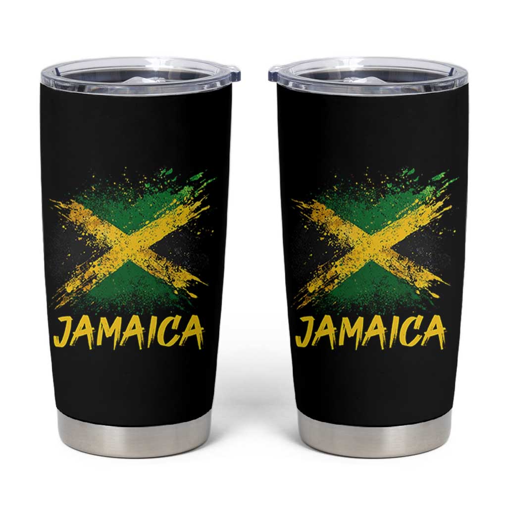 Jamaica Tumbler Cup Retro Vintage Watercolors Sport Jamaican Flag - Wonder Print Shop